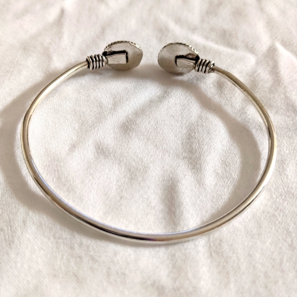 Larimar Gemstone 925 Silver Plated Handmade Adjustable Bangle Bracelet - Picture 2 of 5